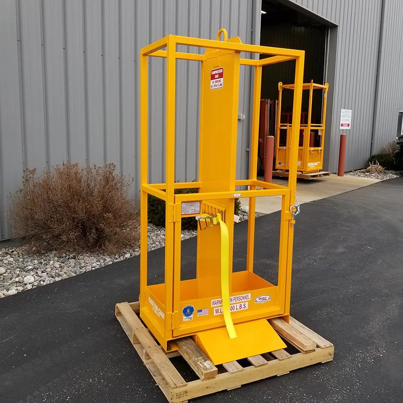 C-2 MFW fits 2 cylinders with firewall. Gas cylinder rack for crane lift.