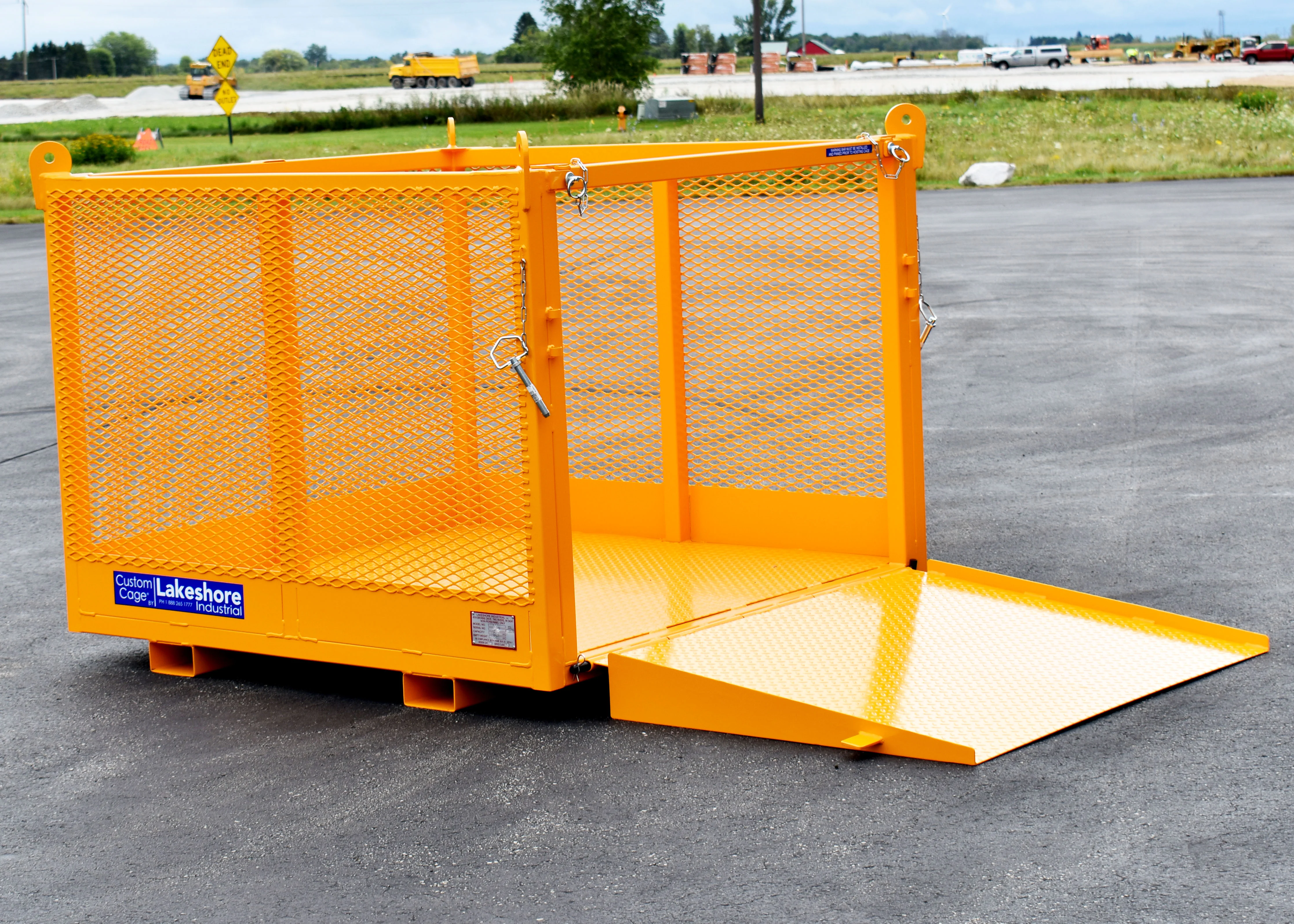 M-60 material basket with drop down ramp. Lakeshore Industrial