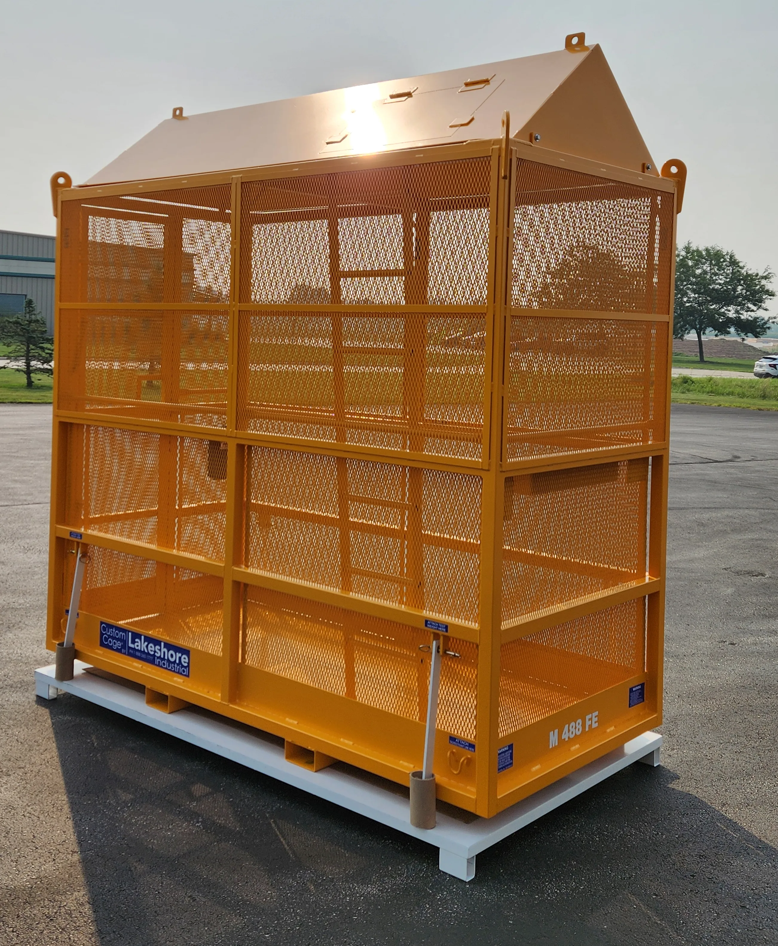 M-488FE fully enclosed man basket with escape hatch and ladder